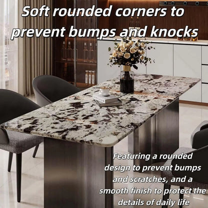 55” - 79” Modern Dinner Table with Marble Countertop & Luxury Textures (No Chair)