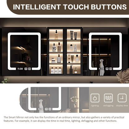 SALE 68'' Wall Mounted With Mirror Cabinet And Led Light With Double Sink and Faucet