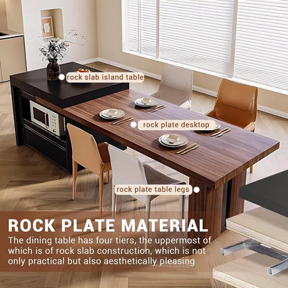 86” - 102” Simple Spacious Kitchen Island Includes Wooden Retro Design (No Chair)