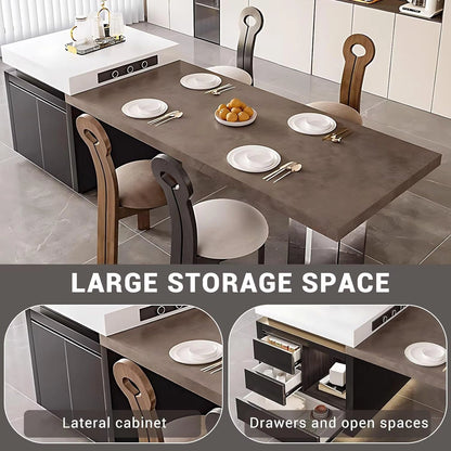 92” - 100” Movable Kitchen Island Includes Open Storage Cabinet & Gradient Table Legs (No Chair)