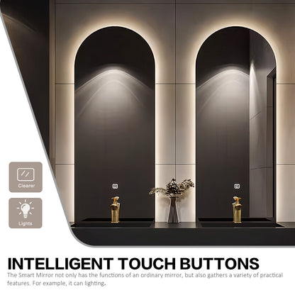 36''-52'' Wall Mount With LED Light And Oval Mirror And Grey Countertop With Single Sink