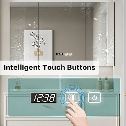 40"- 64" White Bathroom Vanity Wall Mounted With Single Sink And Mirror Cabinet