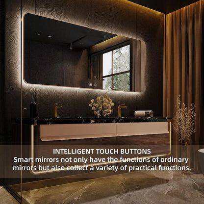 60” - 78” Classic Luxury Bathroom Vanity with Rock Slabs Texture Countertop