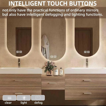 84” - 96” Exquisite Simple Bathroom Vanity with Three Mirrors Design & Wood Grain Color