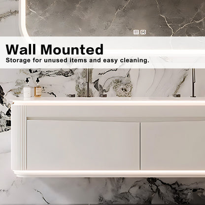 52"- 78" Wall Mounted Double Basin Bath Vanity Set with LED Mirror and Intelligent Sensor Light
