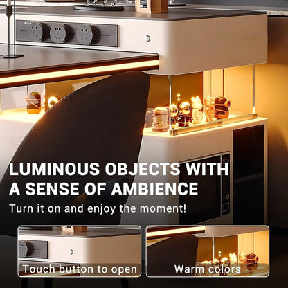 98” Modern Minimalist Kitchen Island Includes Open Island Glass Sliding Door (No Chair)