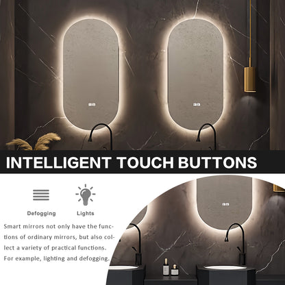 72"- 100" Bathroom Vanity With Oval Smart Mirror  and Double Sink