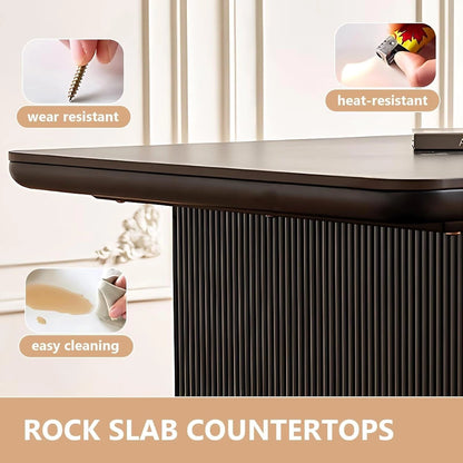67” - 83” Minimalist Kitchen Island Includes Black and White Design & Ambient Light Strip (No Chair)