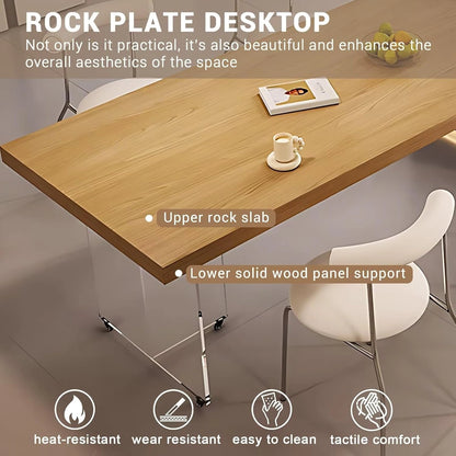 86” - 102” Minimalist Kitchen Island Includes T-Shaped Transparent Table Legs (No Chair)