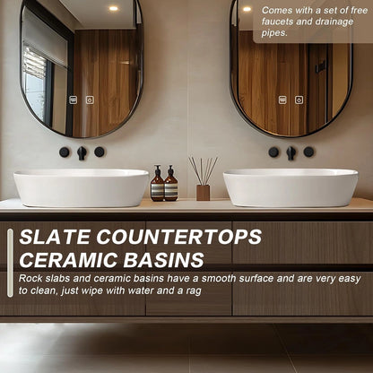60” - 78” Floating Natural Bathroom Vanity Includes Multiple Wood Grain Drawers