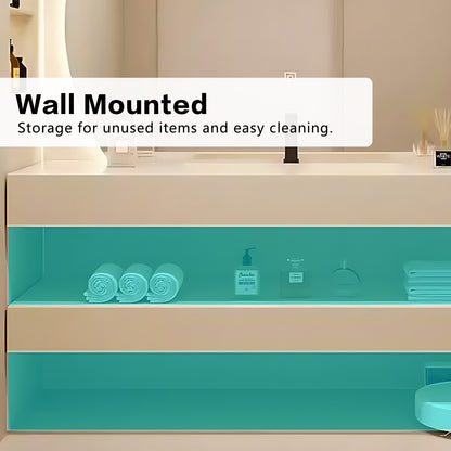 40"- 64" Wall Mounted And Ceramic basins Open Storage With Round LED Light Mirror