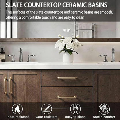 64” - 96” Bathroom Vanity with Floor Mount Wood Texture Cabinet