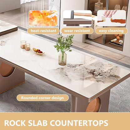 85” - 93” Cozy Flexible Kitchen Island Includes Golden Stripe Design (No Chair)