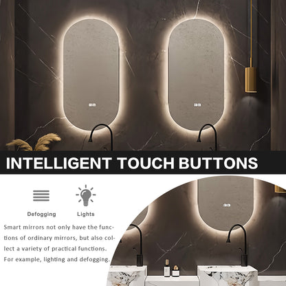 72"- 100" Bathroom Vanity With Oval Smart Mirror  and Double Sink