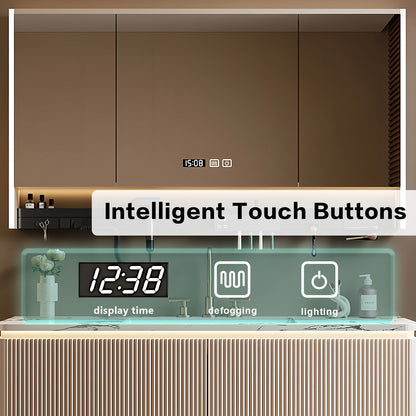 36"- 64" Wall Mounted Single Bathroom Vanity Set with Smart Led Mirror Cabinet and Ceramic Basin