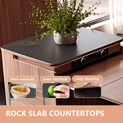 93” Retro Luxury Kitchen Island Includes Folding Table and Exquisite Drawers (No Chair)
