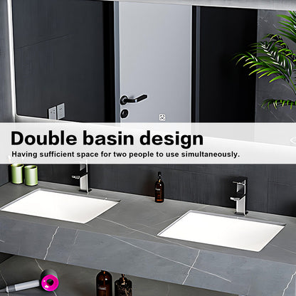 52"- 78" Open Storage Bathroom Vanity Set with LED Mirror and Double Ceramic Sink