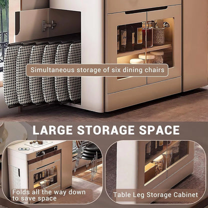 81” Practical Flexible Kitchen Island Includes Wood Style Desktop (No Chair)