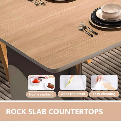 71” - 91” Flexible Kitchen Island Includes Integrated Slate Sink & Retractable Table (No Chair)