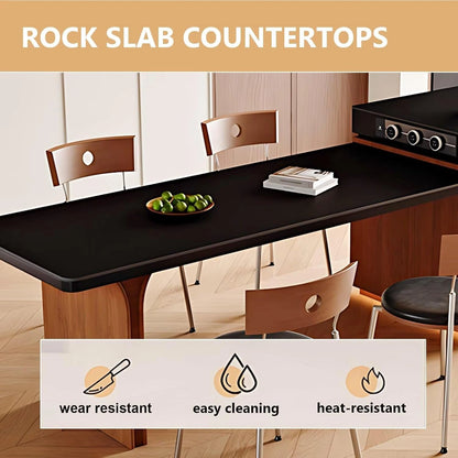 74” - 98” Unique Practical Kitchen Island Includes Black-Brown Color Matching (No Chair)