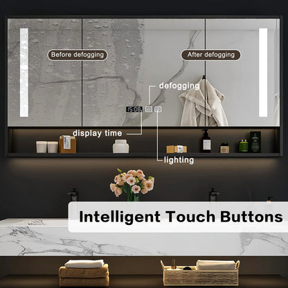 52"- 78"  Floating Vanity Double Sink Open Storage and LED Smart Mirror