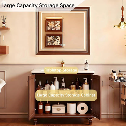 40” – 48” French Vintage Bathroom Vanities with Mirror Lighting Function
