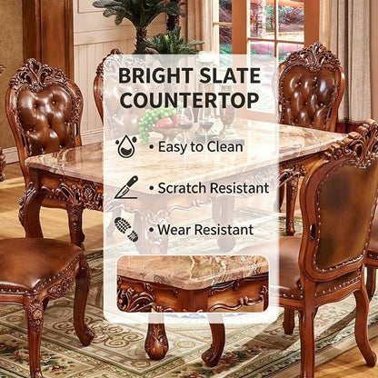 51''-71'' Modern Dining Table with Textured Marble Countertop(No Chairs)