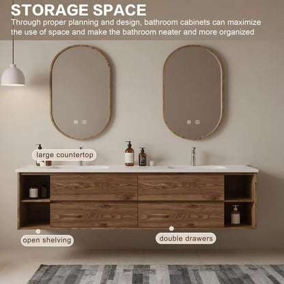 60” - 84” Exquisite Bathroom Vanity with Irregular Smart Defogging Mirror
