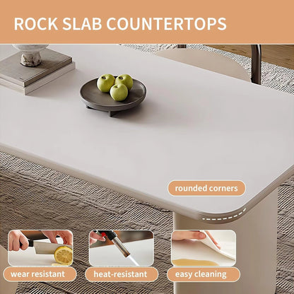 65” - 96” Minimalist White Kitchen Island Includes Exquisite Drawers & Open Shelf (No Chair)