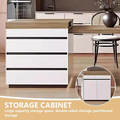 94” - 102” Simple Elegant Kitchen Island Includes Storage Drawers & Socket (No Chair)