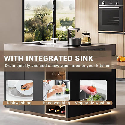 79” - 94” Unique Kitchen Island with Wheels and Storage for 2-4 Person (No Chair)