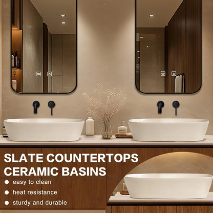 60” - 78” Luxury Bathroom Vanity Includes Two Mirrors & Above Counter Sink