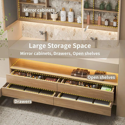 60” - 76” Modern Exquisite Bathroom Vanity Includes Log Cabinet & Modular Combination Design