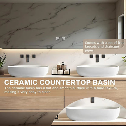 60” - 78” Minimalist Wood Bathroom Vanity Includes Large Storage Space