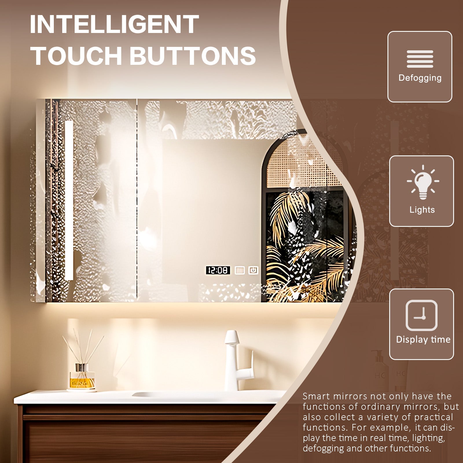 40"-64" Bathroom vanity set single sink smart mirror cabinet and drawer