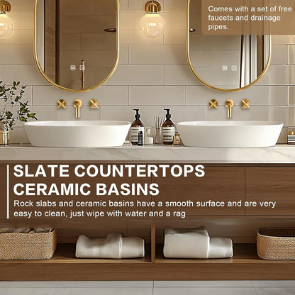 72” - 96” Symmetric Bathroom Vanities with Open Storage Cabinet