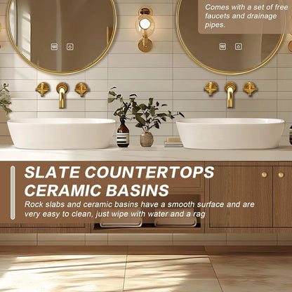 60” - 96” Brown Bathroom Vanity with Well-Organized Storage Space