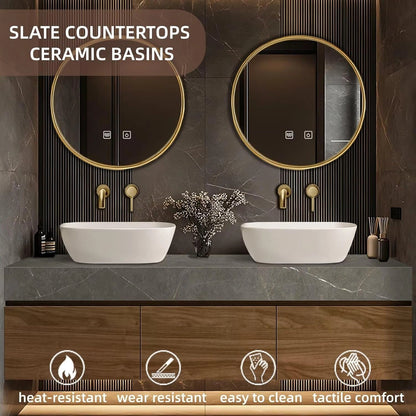 60” - 80” Wood Grain Bathroom Vanity with Double Sink Design