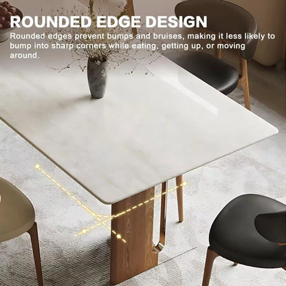 55” - 71” White Dining Table with Light Colored Elegant Textured Countertop (No Chair)