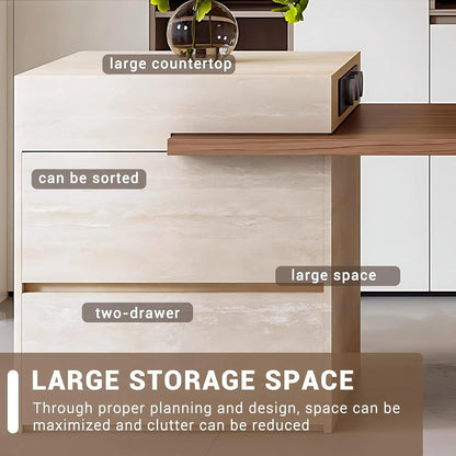 87” - 102” Minimalist Log Kitchen Island Includes Embedded L-Shaped Table Legs (No Chair)