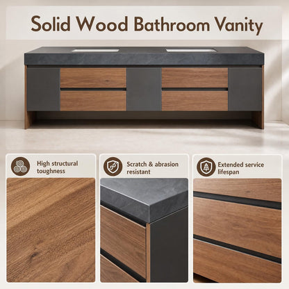 52‘’-110‘’ Floating Bathroom Vanity Sinks Set Includes Color-Blocked Cabinet Design
