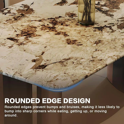 55” - 71” Luxury Dining Table with Metal Two Tone Load Bearing Base (No Chair)