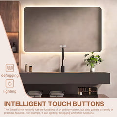 52"-72" Solid wood black basin bath vanity multi drawers big smart mirror