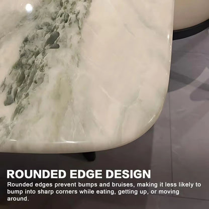 55” - 71” Minimalist Luxury Dining Table with Green Veined Countertop (No Chair)