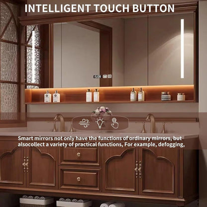 60” - 76” Unique Retro Bathroom Vanity with Open Storage Space