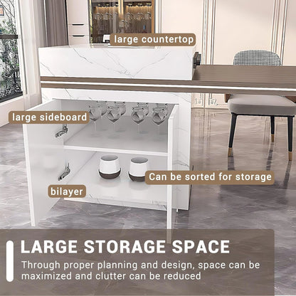 94” - 102” Kitchen Island Includes Desktop Floating Design & Ambient Light (No Chair)