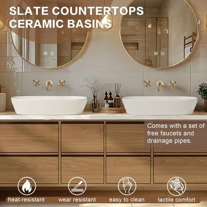 68” - 96” Modern Exquisite Bathroom Vanity with Double Sinks