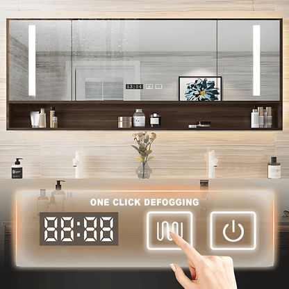52"- 78" Modern Wall Mounted Cabinet Bathroom Vanity with Double Sink and Induction Lighting