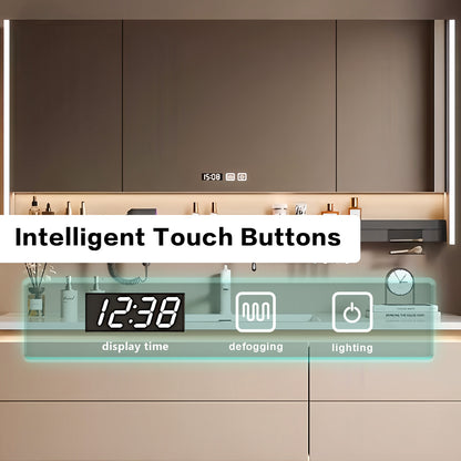 44"- 64" Wall Mounted Bathroom Vanity Set With Single Sink And Smart Led Mirror Cabinet