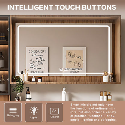 56"-72" Solid wood bath vanity multi drawers big smart mirror